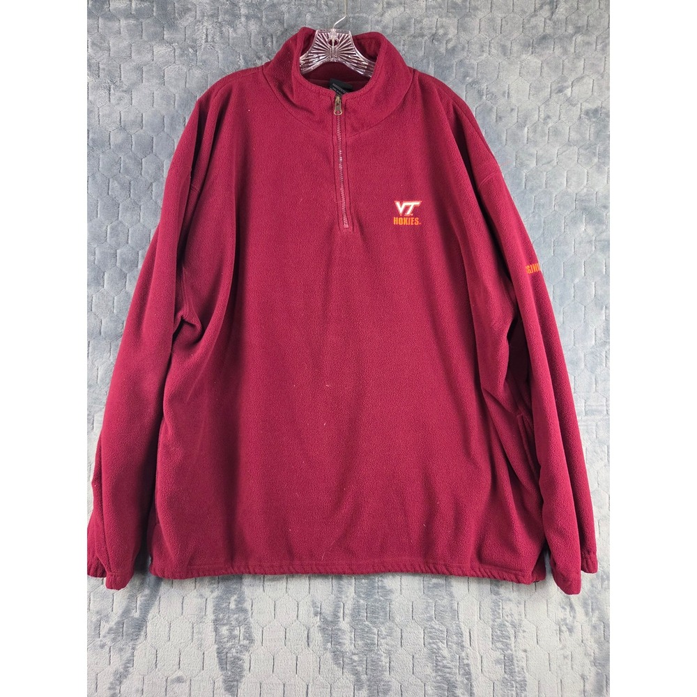 Pro Edge Virginia Tech Hokies Fleece Quarter Zip Pullover Maroon Mens 2XL VT